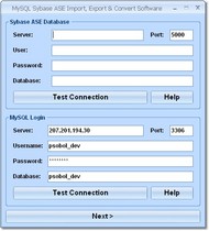 MySQL Sybase ASE Import, Export & Convert Software screenshot